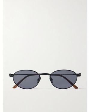 THISTLES The Cruz Oval-Frame Metal Sunglasses - Black