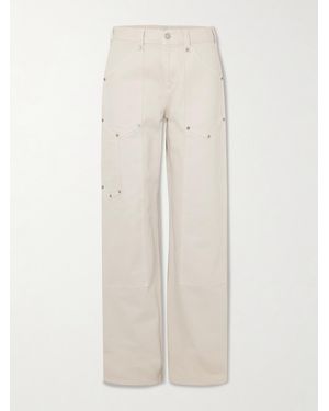 RE/DONE Workwear Frayed Embellished Mid-Rise Boyfriend Jeans - Natural