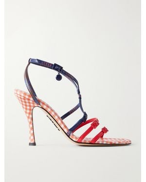 Loewe New Comic 90 Checked Leather Sandals - Pink