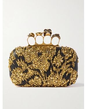 McQueen Skull Four Ring Clutch Aus Leder Mit Verzierungen - Mettallic