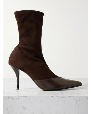 Neous Vega Panelled Leather-Trimmed Suede Ankle Boots - Brown