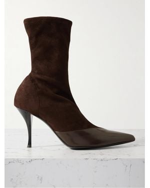 Neous Vega Panelled Leather-Trimmed Suede Ankle Boots - Brown