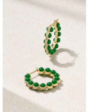 L'Atelier Nawbar Atoms 18-Karat, Enamel And Diamond Hoop Earrings - Green