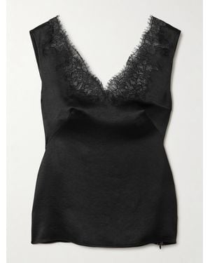 McQueen Lace-Trimmed Hammered-Satin Camisole - Black