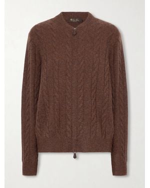 Loro Piana Cedar Cable-Knit Cashmere Cardigan - Braun