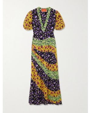 La DoubleJ Marlene Printed Silk-Crepe Maxi Dress - White