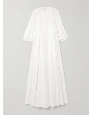 BERNADETTE Fran Open-Back Broderie Anglaise Cotton Maxi Dress - White