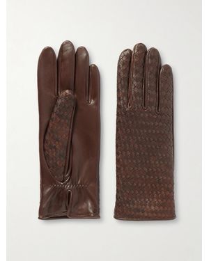Agnelle Stanilas Woven Leather Gloves - Brown