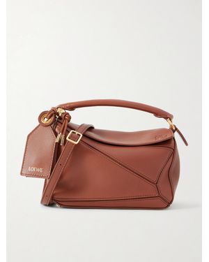 Loewe Featherlight Puzzle Mini Textured-Leather Shoulder Bag - Brown