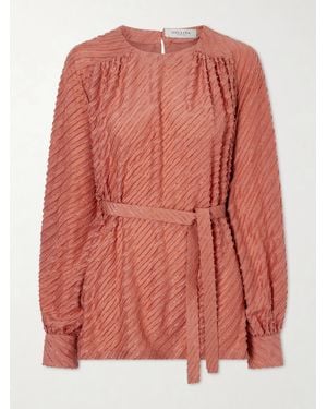Giuliva Heritage Bluse Aus Seide Mit Fransen Und Bindegürtel - Pink