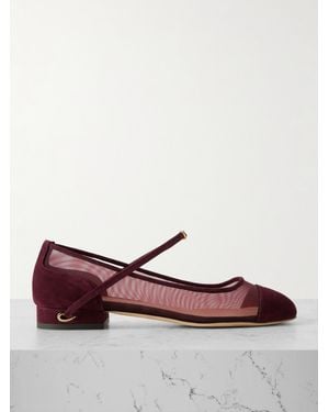 Jennifer Chamandi Paolo 20 Suede And Mesh Ballet Flats - Red