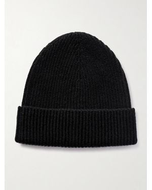 Johnstons of Elgin Ribbed Cashmere Beanie - Noir