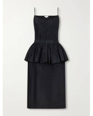 Stella McCartney Peplum Taffeta Midi Dress - Black
