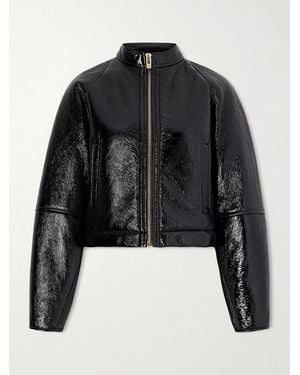 Alaïa Blouson Raccourci En Peau Lainée - Noir