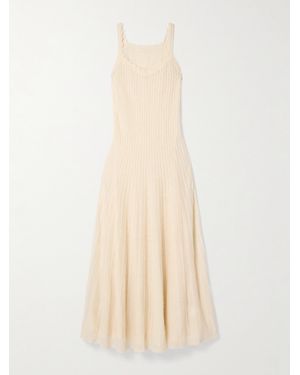 Khaite Thora Pointelle-Knit Midi Dress - White