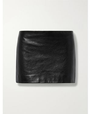 KHAITE Jett Leather Mini Skirt - Black
