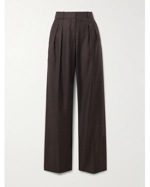 Loulou de Saison Sbiru Pleated Wool-Twill Straight-Leg Trousers - Brown