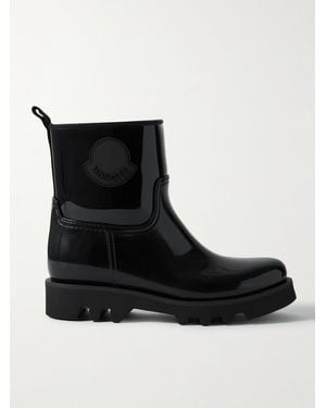 Moncler Ginette Logo-Appliquéd Glossed-Rubber Rain Boots - Black