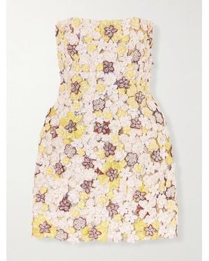 Costarellos Sierra Minikleid Aus Tüll Mit Applikationen Und Stickereien - Natur