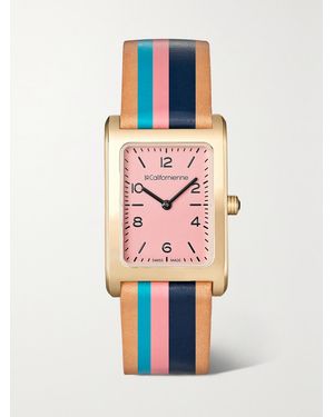 La Californienne Daybreak 24Mm-Plated Striped Leather Watch - Rose