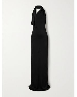 KHAITE Roza Neckholder-Maxikleid Aus Jersey Mit Raffungen - Schwarz