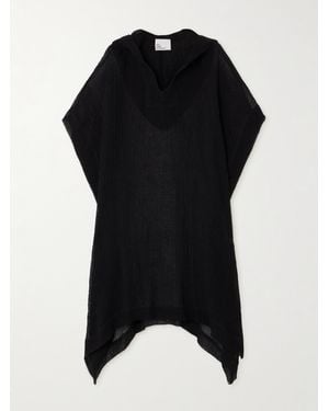 Lisa Marie Fernandez Net Sustain Hooded Asymmetric Linen-Blend Gauze Kaftan - Black