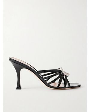 Gucci Crystal-Embellished Patent-Leather Sandals - Natural