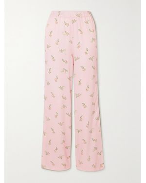Sleeper Blossom Floral-Print Satin Trousers - Pink