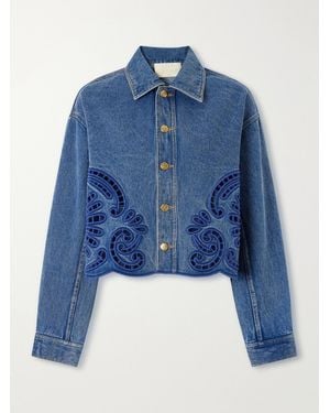 Ulla Johnson Bobbi Embroidered Denim Jacket - Blue