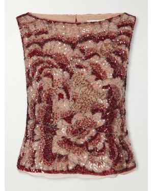 Clio Peppiatt Sequin-Embellished Blouse - Brown