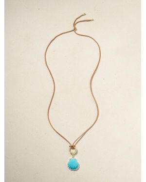 Jenna Blake Shell 18-Karat Leather, And Diamond Necklace - Neutre