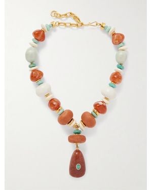 Lizzie Fortunato Andamento-Plated-Stone And Bone Necklace - White