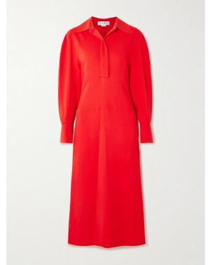 Victoria Beckham Asymmetric Gathered Crepe Shirt Dress
