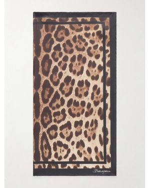 Dolce & Gabbana Leopard-Print Silk-Twill Scarf - Multicolour