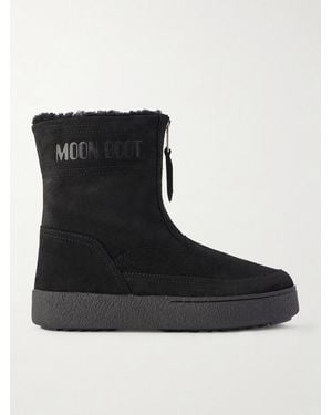 Moon Boot Lara Suede And Shearling Ankle Boots - Black