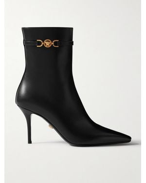 Versace Ankle Boots Aus Leder Mit Verzierungen - Schwarz