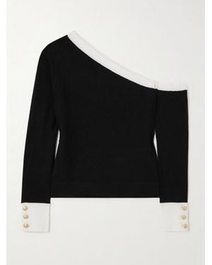 L'Agence Maeva One-Shoulder Knitted Sweater - Black