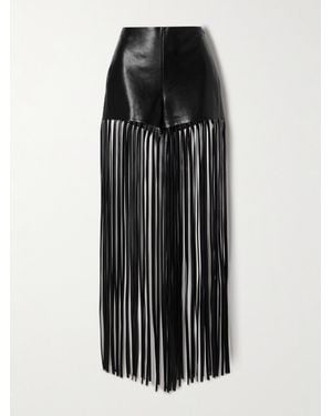 Nanushka Amalee Fringed Leather Shorts - Black