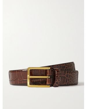 Anderson's Croc-Effect Leather Belt - Brown