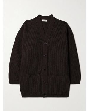 Lemaire Oversized Ribbed Wool Cardigan - Black