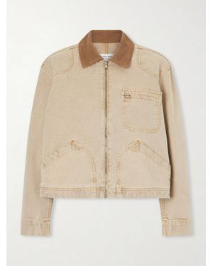 SLVRLAKE Denim Harley Corduroy-Trimmed Cotton-Canvas Jacket - Natural