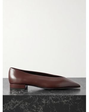 Loro Piana Rebecca Leather Point-Toe Flats - Brown