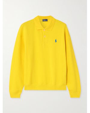 Polo Ralph Lauren Sweat Façon Polo En Jersey De Coton Mélangé À Broderie - Jaune