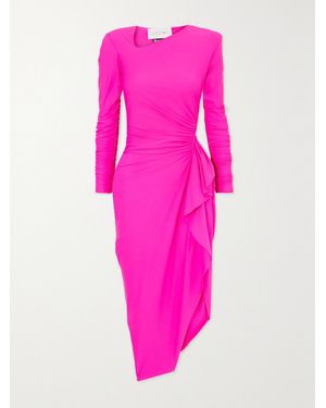 AZ FACTORY Ester Manas Asymmetric Cutout Gathered Stretch-Jersey Midi Dress - Pink