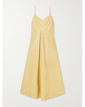 Calvin Klein Fia Leather Midi Dress - Yellow