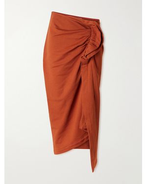 Dries Van Noten Draped Cotton-Jersey Midi Skirt - Orange