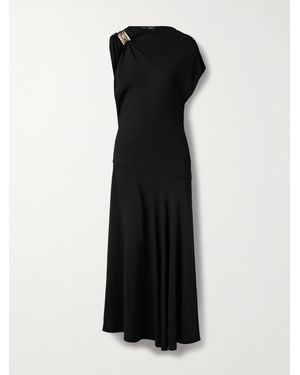 Proenza Schouler Rue Asymmetrisches Kleid Aus Crêpe Mit Raffungen Und Verzierung - Schwarz