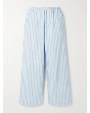 Deiji Studios Ease Striped Organic Cotton-Poplin Pants - Blue