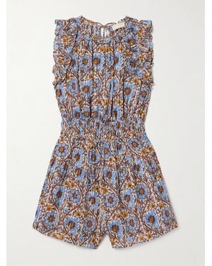 Ulla Johnson Orla Gathered Ruffled Floral-Print Cotton-Blend Voile Playsuit - Multicolour