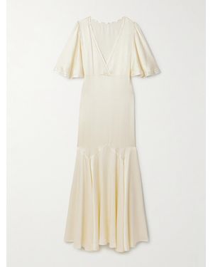 Bode Claret Hammered-Silk Gown - Natural